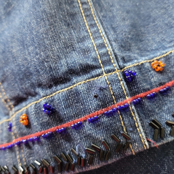 Westbound Denim Jacket with Beading Some Beads coming off Cotton Size Large - Picture 13 of 16
